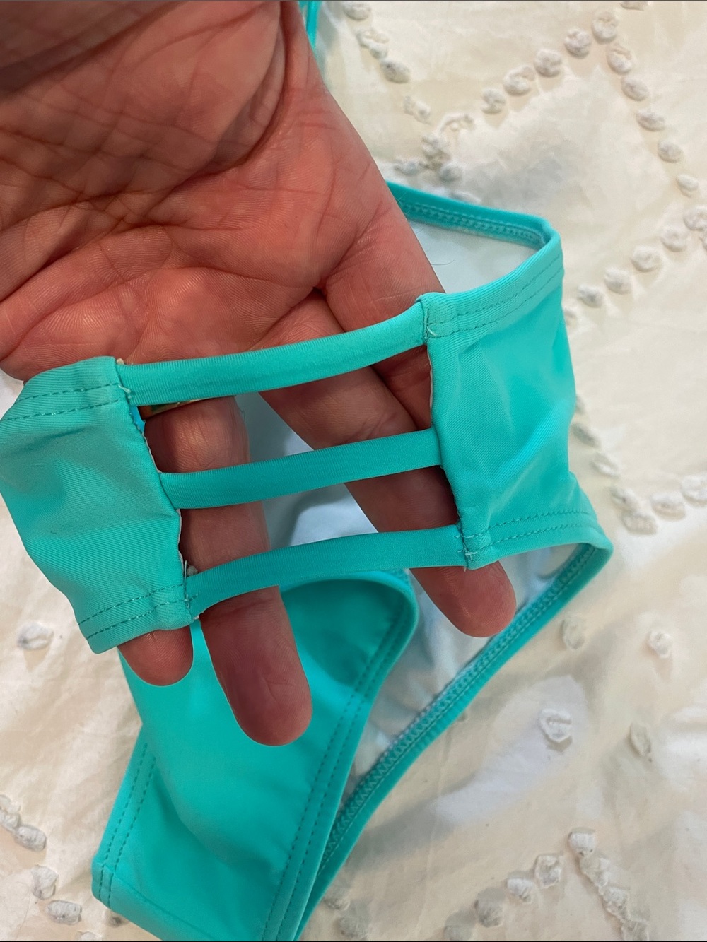 Women's Teal Strappy Bikini Turquoise Push Up V Neck Sets Criss Cross new - Picture 4 of 11